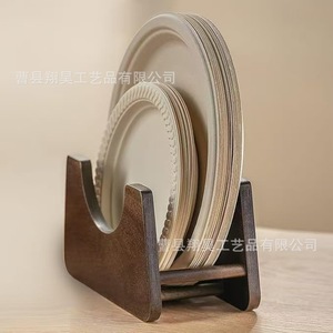 Wooden <b>Plate</b> <b>Rack</b> Round Kitchen Storage Eco Friendly Solid Wood Countertop Organizer - Product Image 2