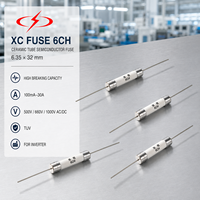 Fusible semi-conducteur en céramique XC FUSE 6CH 6.35x32mm 30KA Haute capacité de coupure 100mA-30A 500-1000V IEC 60269/ 248-19 TUV