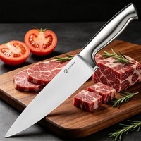 Couteau de chef en acier à haute teneur en carbone, lame polie, construction en acier inoxydable de qualité alimentaire, haute qualité, compatible lave-vaisselle