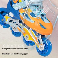 Patins à roulettes réglables en PU pour enfants avec une seule rangée de roues et un éclairage clignotant, nouveau modèle pour filles et enfants