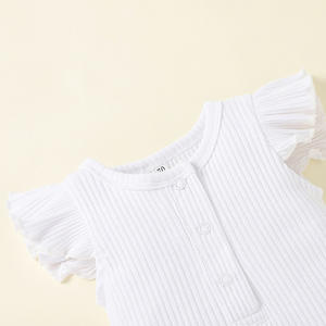 Conjuntos de 3 Piezas de Ropa para Bebé, Body Blanco Liso, Diseño de Traje Baba, para Niños Pequeños - Product Image 5