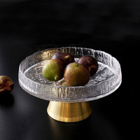Bol à fruits en verre élégant et moderne avec base sur piédestal, assiettes en verre pour fruits frais et desserts, pour mariage, banquet, table à manger à domicile