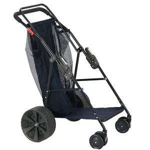 केजी बड़ी क्षमता फोल्डेबल चार पहिया स्टेनलेस स्टील जाल उपकरण हाथ मूविंग समुद्र तट कैंपों और ट्रॉली - Product Image 3