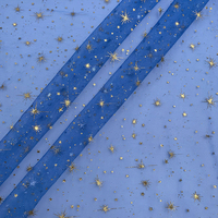 Personnalisation de la reliure et de l'emballage PL, Tulle à étoiles dorées 3D, Maille transparente multi-fils pour tutus d'enfants, Tenues de fête, Chemins de table et Toiles de fond