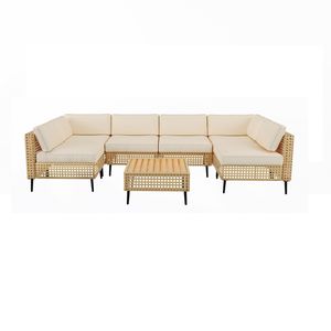 [BeNK] New Design <b>Rattan</b> Outdoor Sofa Sets for Porch, Garden, Backyard For Luxury Space High Quality set 6 seats - Product Image 1
