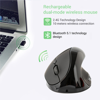 Mouse Gaming vertikal nirkabel Bluetooth, Mouse Gaming BT 5.0 Mode ganda ergonomis Tipe Baterai untuk komputer Notebook Laptop