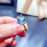 Bague solitaire en topaze bleue naturelle, en argent Sterling 925, hypoallergénique, bijoux fins pour femmes, cadeau d'anniversaire, vente en gros