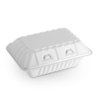 Contenants à emporter en gros, blancs, à charnières, pour restaurants, type clamshell, jetables, pour la restauration rapide, avec couvercles