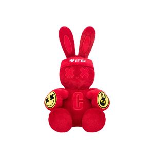 Red Baby Rabbit <b>Backpack</b> National Day Limited Edition Faux Fur Embroidered <b>Backpack</b> With Yellow Accents Festive Style - Product Image 1
