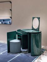 Table de maquillage moderne de luxe minimaliste italienne vert émeraude avec porte pliante pour chambre à coucher, table de maquillage haut de gamme