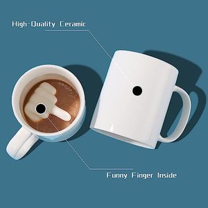Sublimation Blanks White Coffee <strong>Mug</strong> 350ml 11oz Funny <strong>Middle</strong> <strong>Finger</strong> Cups and 3D Style Tea Milk - Product Image 3
