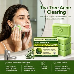 Jabón <span class=keywords><strong>de</strong></span> <span class=keywords><strong>Aceite</strong></span> <span class=keywords><strong>de</strong></span> Árbol <span class=keywords><strong>de</strong></span> Té Antifúngico, Antibacteriano, Antiácaros, Control <span class=keywords><strong>de</strong></span> Grasa, Limpieza Profunda para Rostro y Cuerpo, Jabón <span class=keywords><strong>Artesanal</strong></span> en Barra <span class=keywords><strong>de</strong></span> 115g OEM - Product Image 3