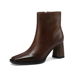 Botas de Nieve Modernas y Versátiles de Media Pantorrilla para Mujer, con Tacón Alto, Cierre Deslizante, Forro de Piel, Otoño Invierno - Product Image 2