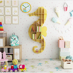 Chiquitos nhỏ Bắc Âu tường giá Cá Ngựa Sáng Tạo Treo tường kệ sách phòng ngủ phòng khách haima hình tủ sách - Product Image 2