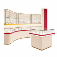 Maßgefertigte Schmuck-Wandvitrine Insel-Display-Theke Set mit LED-Beleuchtung Glas-Schmuckausstellungsmöbel Großhandel für Geschäfte