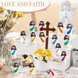 Mini Ornements Religieux de Pâques Écologiques en PVC, Figurines de Jésus en Résine en Gros, Style Étreinte 'Jésus t'aime', Petites Figurines de Jésus, Jouets Religieux - Product Image 3