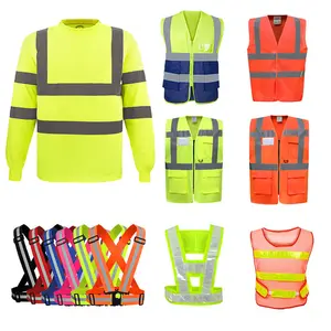 High Visibility Hi vis Multi-pocket Cloth Work Security Road Traffic Riding Reflector Jacket Reflective Safety Vest With Logo