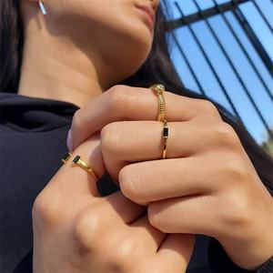 Joyería personalizada <span class=keywords><strong>12</strong></span> meses piedra <span class=keywords><strong>de</strong></span> nacimiento anillo abierto 18K oro colorido circón anillo <span class=keywords><strong>de</strong></span> acero inoxidable ajustable dedo regalo - Product Image 2
