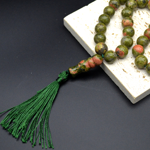 卸売り33個天然アゲイト石タッビイスラム教徒の祈りのビーズ古典的なスタイルスペーサータッセル付きギフト用 - Product Image 4