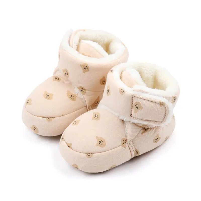 Детские зимние теплые ботинки с милым животным принтом