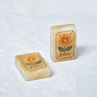 Jeu de Mahjong Américain Raffiné et Élégant en Résine Marbrée Ambre, Tuiles de Mahjong Personnalisées, Pièces de Jeu à Caractères Personnalisés, Ensemble de Mahjong de Collection