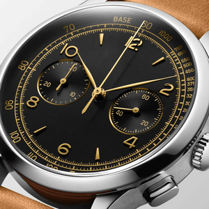 Vintage <b>Chronograph</b> <b>Automatic</b> Mechanical Watch with Arabic Dial Leather Strap for Men Longinesing - Product Image 4