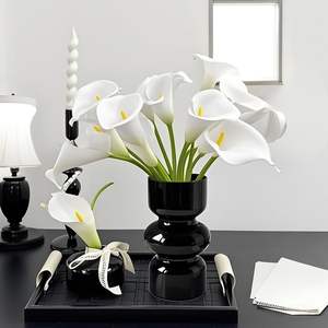 Mini-bouquet de lys calla artificiels en PU, fleurs de simulation réalistes au toucher, pour mariage et décoration intérieure - Product Image 5