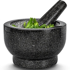 Juego <span class=keywords><strong>de</strong></span> Mortero y Pilón Grande, 2 Tazas, Molinillo <span class=keywords><strong>de</strong></span> <span class=keywords><strong>Piedra</strong></span> <span class=keywords><strong>de</strong></span> Granito 100% Natural, Molcajete, Triturador <span class=keywords><strong>de</strong></span> Aguacate, Tazón para Guacamole, Negro - Product Image 1