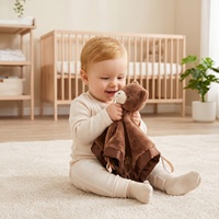 Doudou Lapin et Ours pour Bébés, Couverture de Sécurité en Peluche Douce avec Bordure en Satin, Cadeau de Naissance et Jouet de Compagnie pour Tout-petits