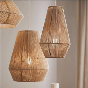 Wabi-Sabi สไตล์ญี่ปุ่นที่สร้างสรรค์ไม่ซ้ำใครร้านอาหารบาร์โฮมสเตย์ห้องนอนเชือกป่านแบบย้อนยุคโคมไฟหวายกลางแบบหรี่แสงได้ - Product Image 1