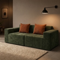 OEM ODM Hochelastisches Kurierfreundliches Flaches Boxy-Silhouette Würfelförmiges 2-Sitzer Ecksofa Gepresstes Sofa