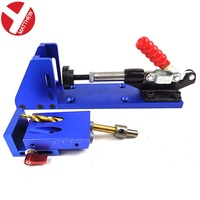 Kit de gabarit de perçage de poche portable bleu pour le travail du bois, guide de perçage en aluminium de qualité industrielle pour le bricolage