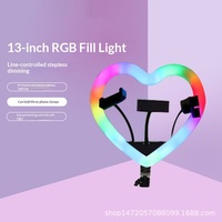 Lampe d'appoint LED RGB en forme de cœur 10/13 pouces pour photographie mobile et diffusion en direct, réglable multi-niveaux, pour embellissement