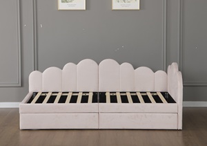 Ghế <span class=keywords><strong>sofa</strong></span> giường đa năng hiện đại Willsoon, thiết kế xếp lớp nhung màu hồng nhạt, kiểu dáng vỏ sò, có ngăn kéo lưu trữ, dạng mô đun, bọc vải - Product Image 4