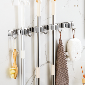 Support mural auto-adhésif pour balai et serpillière, organisateur de <span class=keywords><strong>balais</strong></span>, rangement d'outils, supports muraux, porte-balai, porte-serpillière - Product Image 5