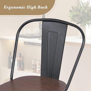 Colección apilable, paquete de 2 Taburetes de Bar de altura de mostrador de 24,5 pulgadas, Taburetes de Bar negros modernos, patas traseras de Metal para Isla de cocina, hogar - Product Image 3