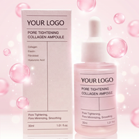 Sérum Ampoule Visage Bio Collagène Marque Blanche Coréen Éclaircissant Anti-Âge Minimiseur de Pores Raffermissant Hydratant Glycérine de Verre ODM