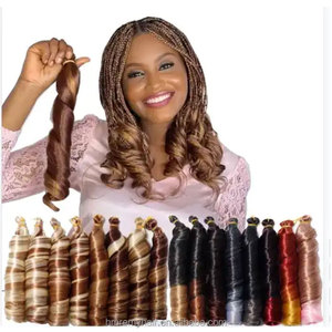 Vente en gros usine – <span class=keywords><strong>Cheveux</strong></span> à tresser <span class=keywords><strong>bouclés</strong></span> à la française de 22 pouces, 150g/pièce, pour tresses, extensions de <span class=keywords><strong>cheveux</strong></span> pré-étirées, mèches bouclées à la française - Product Image 4