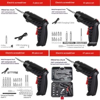 Ensemble de tournevis électriques rechargeables au lithium, perceuse multifonctionnelle, outils ménagers, boîte à outils de 47 pièces pour l'installation de meubles