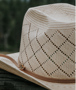 Sombrero de Papel Japonés Unisex ND044, Sombrero de Paja con Ala JB Estilo Vaquero Americano con Patrón de Espiral, Color Negro Marfil para Fiestas al Aire Libre - Product Image 1