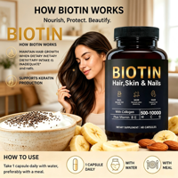 Capsules de biotine végétaliennes à formule personnalisée, acide hyaluronique, collagène, vitamine E pour les professionnels occupés, beauté et bien-être quotidiens, marque OEM