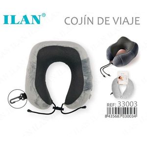 Cuscino da viaggio Ilan in memory foam grigio scuro, supporto per il collo per viaggi in aereo e in auto - Product Image 1