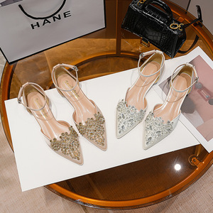 Zapatos planos puntiagudos, rinoceronte de satén hueco, zapatos individuales de novia, vestido de cena, vestido de boda con temperamento, zapatos de boca baja para mujer - Product Image 5