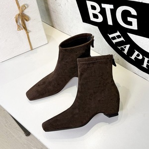 <span class=keywords><strong>Bottines</strong></span> en daim <span class=keywords><strong>nude</strong></span> à bout carré et talon bas, fermeture éclair arrière, <span class=keywords><strong>bottines</strong></span> extensibles pour femmes - Product Image 3