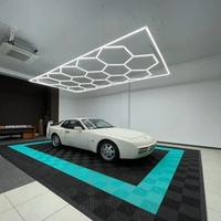 Lumière LED hexagonale pour garage 6000K, 14 grilles, pour plafond, lavage de voitures, garage, salon automobile, atelier