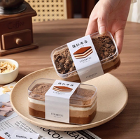 Boîte à Tiramisu WELCOTECH ; Contenant à dessert transparent en PS ; Boîte à gâteau mousse en plastique rigide de 1 mm d'épaisseur pour l'emballage alimentaire, logo personnalisé