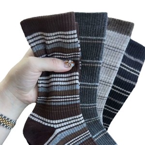 Women's Mid-Calf Slouch <b>Socks</b> Color-Blocked Stripes And Checks Polyester Sweat-Absorbent Regular Casual <b>Socks</b> - Product Image 5