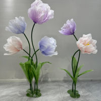 Décoration de fond pour événements, fleurs géantes en papier faites à la main, fleurs artificielles, tulipes géantes