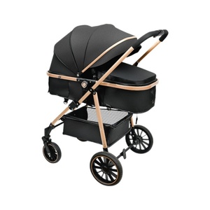 Poussette bébé pliable 3-en-1 légère avec cadre en aluminium, siège auto, position couchée, haute vue, portable, style Montessori - Product Image 2
