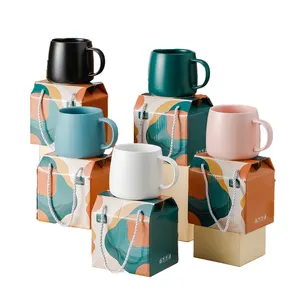 Moderno stile minimalista sicuro per alimenti confezione regalo lucida tazza da caffè nome personalizzato porcellana regalo personalizzato novità tazze di lusso rotonde